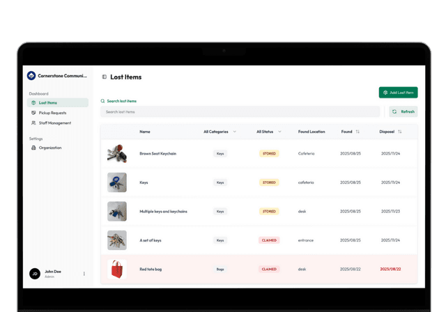 Log found items easily